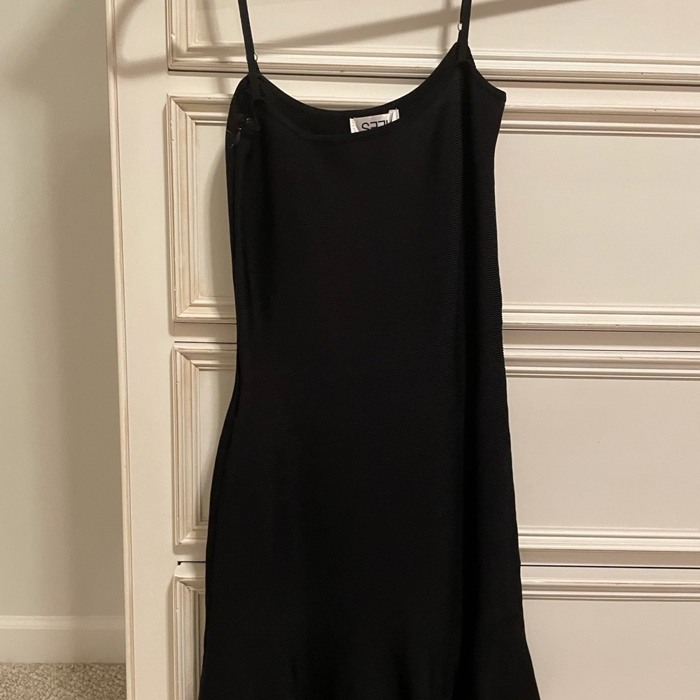 Black LF bodycon dress with ruffle at bottom